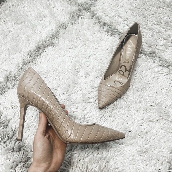 Sam Edelman Tan Leather Pointed Toe Heels Size 9.5 - Picture 1 of 8